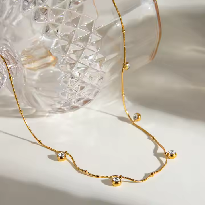 Stainless steel tarnish free gold plated necklace